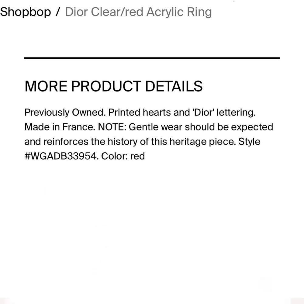 SOLD 🎉DIOR VINTAGE Lucite Ring Clear Red Hearts Acrylic w Tag Size 6 - Picture 8 of 11